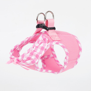Harness Anjing Kecil Berbahan Jaring Lembut Motif Kotak-kotak, Harness <span class=keywords><strong>Vest</strong></span> Anti Tarik untuk Anjing Betina, Kucing, dan Anak Kucing, Warna Pink - Product Image 4