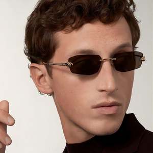 Gafas de Sol de Diseño Personalizado con Logotipo, de Lujo, con Degradado de Color, Poligonales, con Protección UV400, con Decoración de Guepardo, sin Montura, para Hombre y Mujer - Product Image 2