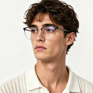 Lunettes de vue carrées classiques en métal pour homme, montures optiques en alliage demi-cerclées pour <span class=keywords><strong>myopie</strong></span>, modèle 99012 - Product Image 1