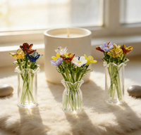Bouquet de fleurs de naissance personnalisé en verre soufflé à la main, fleur de printemps, cadeau pour maman, cadeaux créatifs en verre, décoration d'intérieur