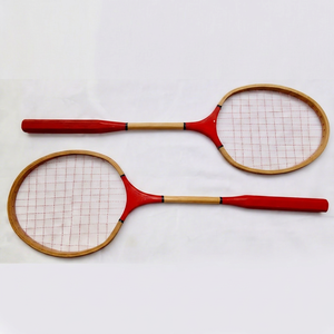 Unisex Customize All Sizes and Colours Wooden Badminton Racket Tennis With Gripy Soft Handle Hard <b>Netting</b> and Custom Logo - Product Image 1
