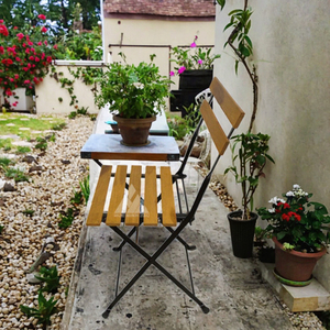 Portable <b>Folding</b> Black Metal Garden <b>Table</b> <b>and</b> <b>Chair</b> Set-Modern Design Outdoor Use School & Warehouse - Product Image 3