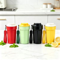 Gobelet isotherme en acier inoxydable 316 avec logo personnalisé, 450 ml, couvercle anti-fuite, mug à café isolé avec sangle, tasse à vide portable