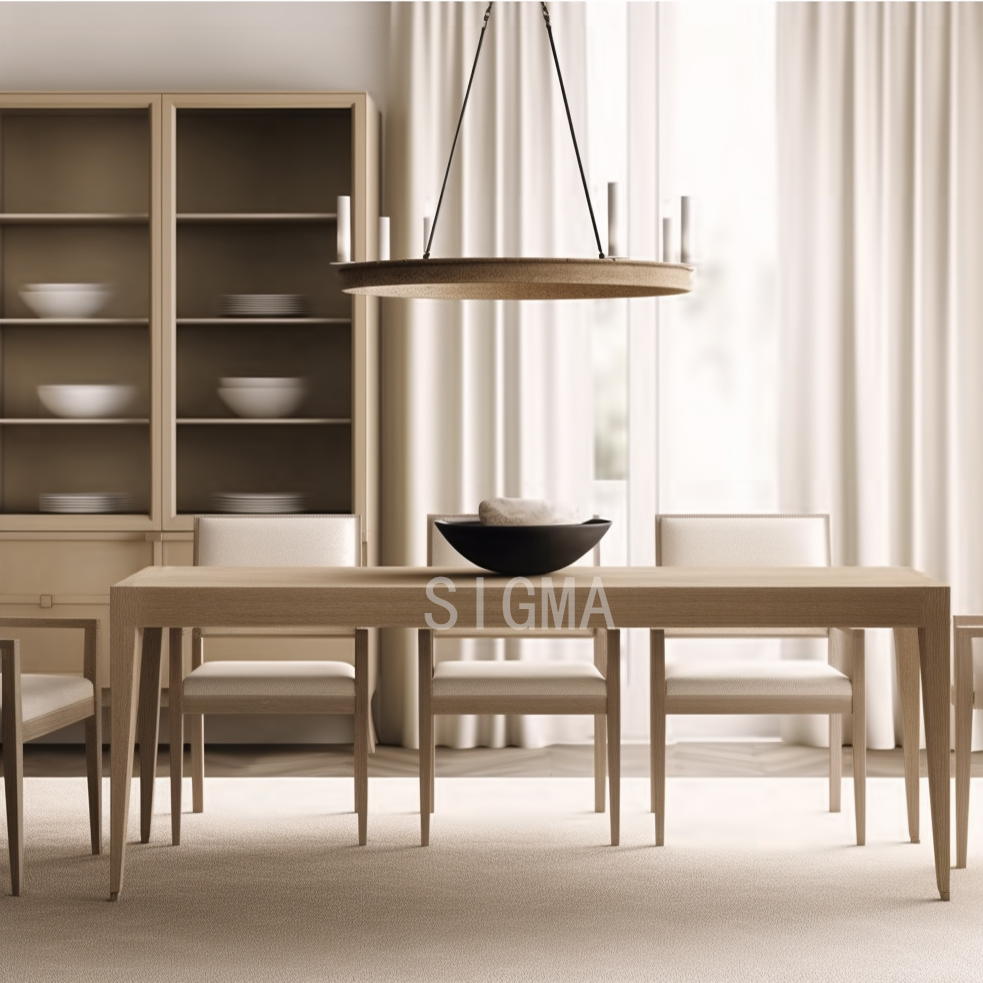 Luxury Modern Solid Wood Dining Table Restaurant Home Dining Room Rectangular Extension Table Set