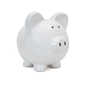 Minimalista salvadanaio bianco smaltato in ceramica per bambini regali decorazione per la casa salvadanaio 8*7 * 7in decorazione per la casa - Product Image 1