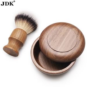Brosse à raser et bol à raser biodégradables à manche en bois de noyer noir pour rasage humide en salon, rasoir de sécurité, poils synthétiques, marque privée, Chine - Product Image 2