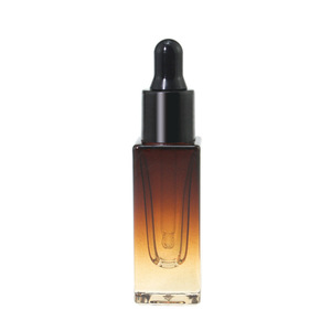 Nuevo diseño Mini Square 3ml 5ml 10ml Gradiente Azul Ámbar Vidrio transparente Base gruesa Frascos cuentagotas para sueros - Product Image 3