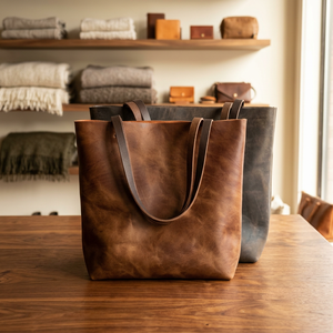 Bolsos de Mano de Cuero Genuino para Mujer, Modernos, Duraderos, Ligeros, de Gran Capacidad, con Cierre de Cremallera, Impermeables, para Compras y Viajes - Product Image 1