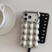 Nouvelle coque antichoc Niche Ins en TPU électroplaqué couleur unie à bulles pour iPhone 16 et 17 Pro Max