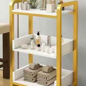 Chariot de rangement en métal au design moderne pour équipement de salon de coiffure et de beauté - Or et Argent par Makeup Saloon - Product Image 4