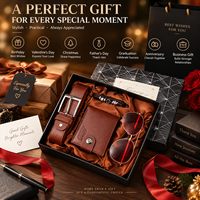Coffret cadeau de luxe pour homme : portefeuille, ceinture, bracelet, lunettes de soleil - 4 pièces dans une boîte cadeau pour lui, anniversaire, anniversaire de mariage, cadeaux promotionnels professionnels