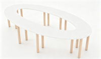 Ensemble table et chaises ovales modernes en bois Moetry pour aire de jeux intérieure, idéal pour les écoles et les fêtes d'enfants, couleur blanc