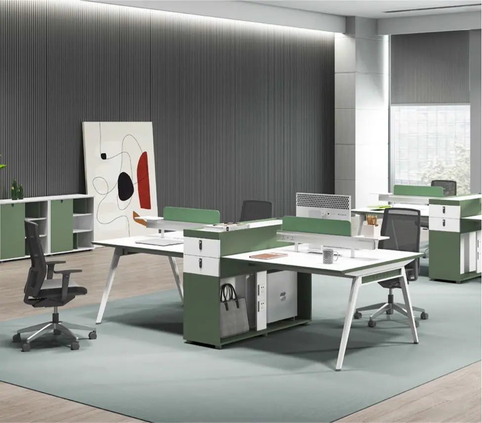 גואנגדונג מודרני 4 אדם העבודה שולחן משרד ריהוט l בצורת יוקרה שולחן מנהלים