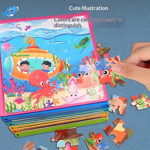 Puzzle magnétique avancé pour enfants, livre en papier pliable, jouet éducatif pour bébés garçons et filles <span class=keywords><strong>de</strong></span> la <span class=keywords><strong>maternelle</strong></span>, moins <span class=keywords><strong>de</strong></span> 50 pièces, coins carrés - Product Image 1
