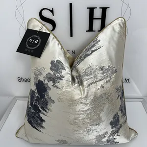 Style nordique moderne motif abstrait Jacquard jeter taies d'oreiller pour canapé canapé rayé housses de coussin jaune pour salon