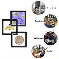 Boîte de présentation flottante 3D en film PE 9x9cm, vente en gros d'usine, pour pièces de monnaie de collection et bijoux