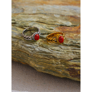 JINYOU 4476 высокое качество красный натуральный камень кольцо водонепроницаемый Нержавеющая сталь 18K PVD кольцо для женщин палец ювелирные изделия подарок - Product Image 2