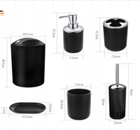 Ensemble de toilette 6 pièces de style européen moderne Accessoires de salle de bain en plastique gris de haute qualité pour la maison et l'hôtel