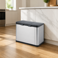 Poubelle à pédale de haute qualité pour intérieur/extérieur, en acier inoxydable, pour la maison, le bureau, le recyclage, pour la cuisine, l'espace public
