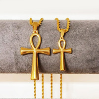 Luxe religieux Ankh croix pendentif collier mode femmes croix égyptienne hommes bijoux en acier inoxydable pendentif chaîne cadeau