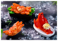 Maison de poupée miniature nourriture homard roi crabe animal figurine résine fruits de mer modèles supermarché cuisine décor jouets commerce de gros