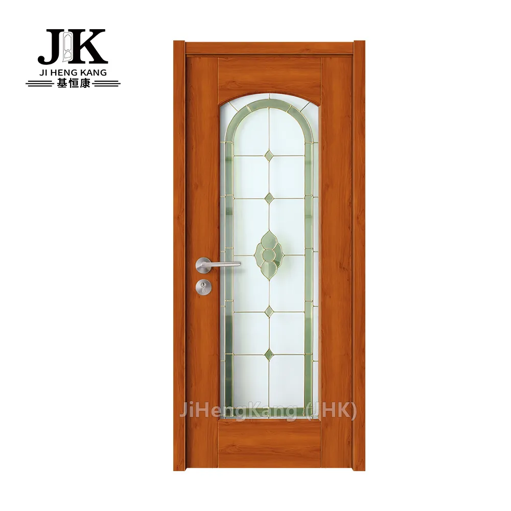 JHK หรูหราฝรั่งเศสภายในประตูไม้การออกแบบประตูกระจกที่มีกรอบไม้