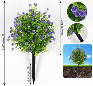 Buissons artificiels, fleurs artificielles, boules de violets artificielles, arbres topiaires, faux arbustes artificiels pour la décoration de la véranda et du jardin - Product Image 5