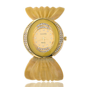 Reloj de cuarzo para mujer, pulsera de lujo chapada en oro con diseño de mariposa y diamantes, joyería personalizada de moda, venta al por mayor. - Product Image 6