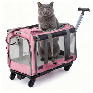 Özel Tasarım 4 Tekerlekli Katlanabilir Taşınabilir Rahat Evcil Hayvan Taşıyıcısı, Köpek Arabası Evcil Hayvan Seyahat Taşıyıcısı için Nefes Alabilen Fileli - Product Image 1