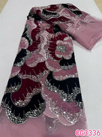 Nouveau Tissu en Dentelle de Velours de Luxe Brodé de Perles et de Paillettes 2026 pour Robe de Mariée, Tissu de Broderie en Dentelle, Rideaux Majlis et Décoration Intérieure Arabe