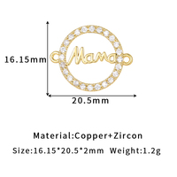 Pendentif lettre MAMA en zircone plaqué or 14 carats, breloque de collier DIY, cadeau simple et élégant pour la fête des mères