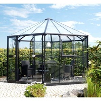 Solarium extérieur de luxe en aluminium à économie d'énergie avec toit en verre trempé, cabane ensoleillée insonorisée, véranda à rupture de pont thermique, jardin d'hiver