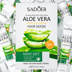 Masque capillaire réparateur ultra-lumineux à l'aloe vera SADOER, acide hyaluronique, ingrédients biologiques, nourrit les cheveux secs, crème hydratante lissante - Product Image 6