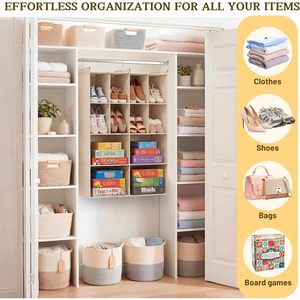 Organizador de armario colgante con 12 compartimentos de tela no tejida para ropa de dormitorio con 3 ganchos - Product Image 6