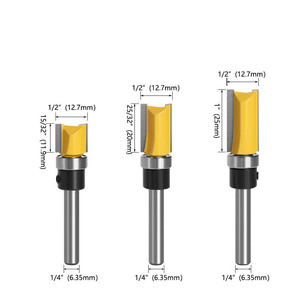 Kangalu 1/4 Shank 1/2" Head Diameter Bearing Guided Pattern Router Bit Woodworking <b>Edge</b> Trimming <b>Tool</b> Double-<b>Edged</b> Straight - Product Image 5