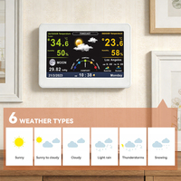 Thermomètre Écran Couleur Intelligent 3 Capteurs Surveillance Quotidienne de la Température Murale Horloge Météo Numérique Station Intérieure et Extérieure pour la Maison