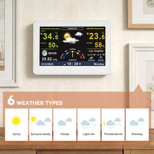 Termómetro con Pantalla a Color, 3 Sensores, Monitor <span class=keywords><strong>de</strong></span> Temperatura Diario, <span class=keywords><strong>Reloj</strong></span> Digital <span class=keywords><strong>de</strong></span> Pared, Estación Meteorológica Interior y Exterior para el Hogar - Product Image 4