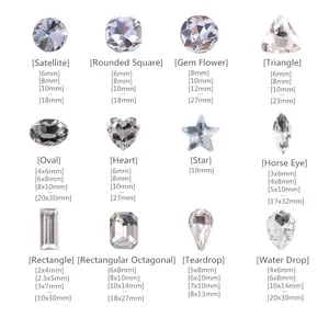 50 Buah/Kantong Berlian Imitasi Tetesan Air Tetes Air Berlian Buatan Alat Aksesori Batu Berlian Titik Belakang Kristal Kaca Warna-warni