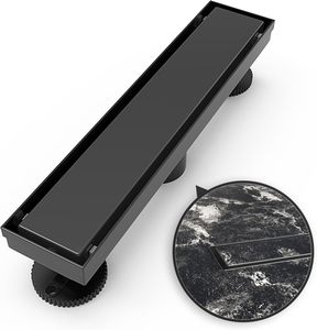 Drain de <span class=keywords><strong>douche</strong></span> linéaire en acier inoxydable SUS304 noir mat de 12 pouces, certifié CUPC, pour <span class=keywords><strong>baignoire</strong></span>, avec couvercle réversible 2-en-1, moderne et facile à installer - Product Image 1