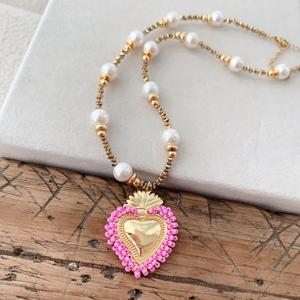 <span class=keywords><strong>BD</strong></span>- B4955 mode solide amour coeur collier rond nature perle collier 18k or collier femmes bijoux nouveau - Product Image 5