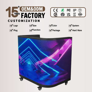 Cabina de DJ Móvil con Luces LED, Podio Plegable, Torre de Control Personalizada, Fácil de Instalar, Fachada Iluminada - Product Image 1