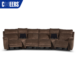 MANWAH CHEERS-Sofá reclinable tapizado de tela eléctrica para cine en casa, sofás populares de <span class=keywords><strong>4</strong></span> <span class=keywords><strong>plazas</strong></span> con consola y USB para el hogar - Product Image 3