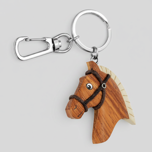 Portachiavi in legno a forma di cavallo, ornamento senza scatola - Product Image 2