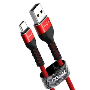 USB A to C Cable QGeeM 3A Fast Charge A Male to Type C Male Charger Cord Braided Compatible with Samsung Galaxy S10 S9 S8 Plus