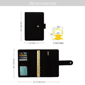 Hongbo Best Seller, classeur personnel A6 à 19 couleurs, 30 mm, avec anneau doré, couverture matelassée en cuir, portefeuille pour documents - Product Image 4