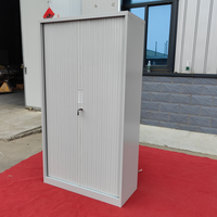 Armoire de classement en acier pour bureau, porte à enroulement en acier, armoire métallique à tambour, armoire en fer avec 4 étagères réglables