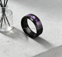 Bague en tungstène noir POYA 8MM avec incrustation de pierre naturelle violette pour homme, cadeau de festival, cadeau de fiançailles pour les amoureux
