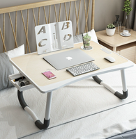 P2 FSC Vente en gros Bureau portable pliable et convertible en bois naturel noir avec tiroir et fente intégrée pour tablette