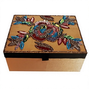 Decorative Eco-Friendly Embroidered Cotton Gift Jewelry Box with Flower Theme for Christmas Decoration - Product Image 1