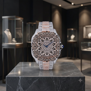 Reloj de Lujo Personalizado con Cristales Cuadrados de Cuarzo, 46 mm, Esfera Analógica de Cristal, Caja Plateada, Incrustaciones de Diamantes Moissanite, Resistente al Agua, Citizen - Product Image 1